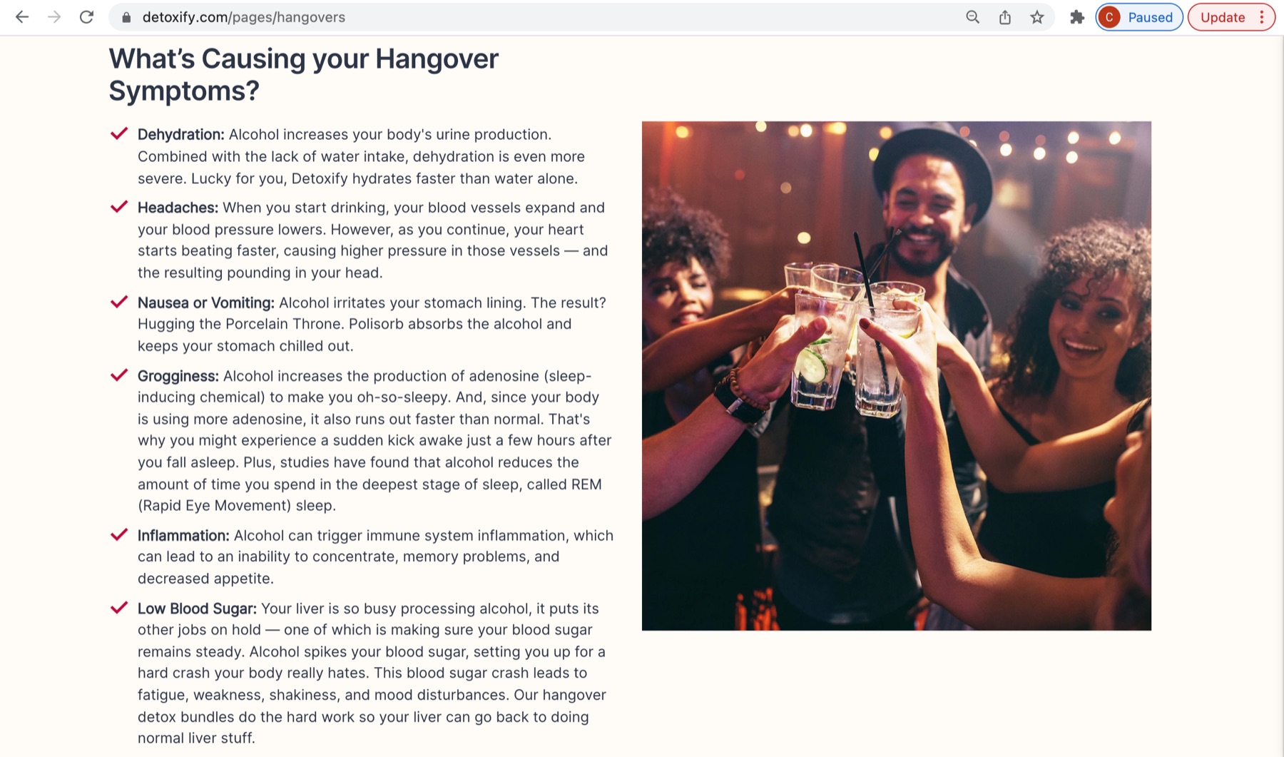 What's causing your hangover symptoms educational page