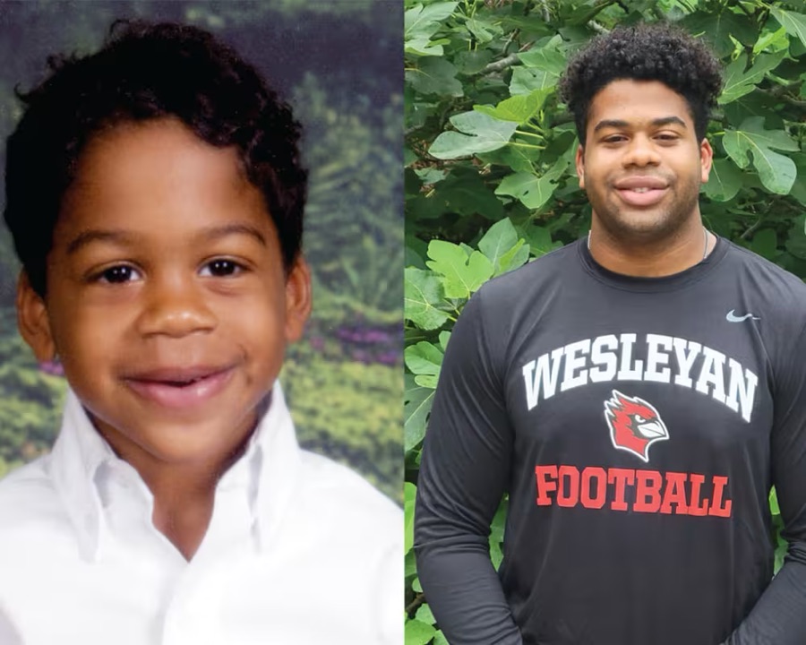 A graduating senior, then and now, from the Class of 2023 grad spotlights